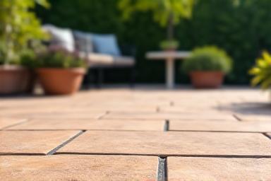 Outdoor mineral patio stone after successful deep stain removal, looking clean and uniform